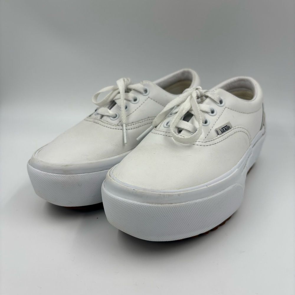 Vans Era Stacked Leather True White Platform Sneakers